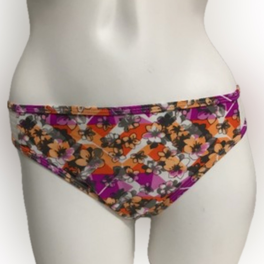 BP | women’s peach floral bikini bottom with mesh sides